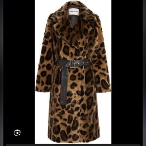 Stand Studio Alexandra Leopard Print Faux Fur Coat